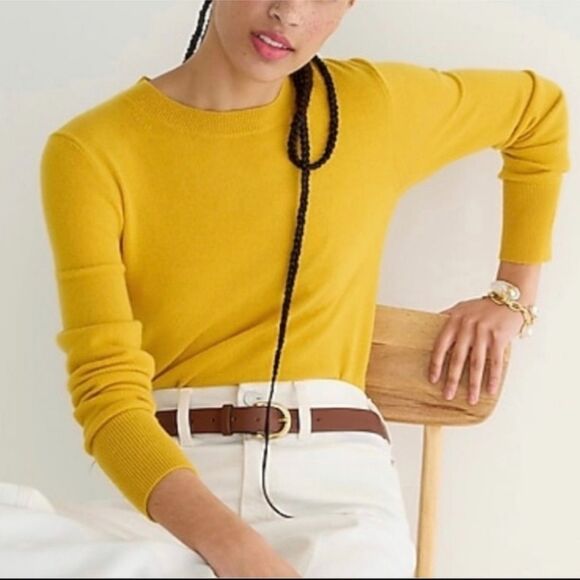 J.Crew Cashmere Mustard slim-fit crewneck sweater - Picture 1 of 11